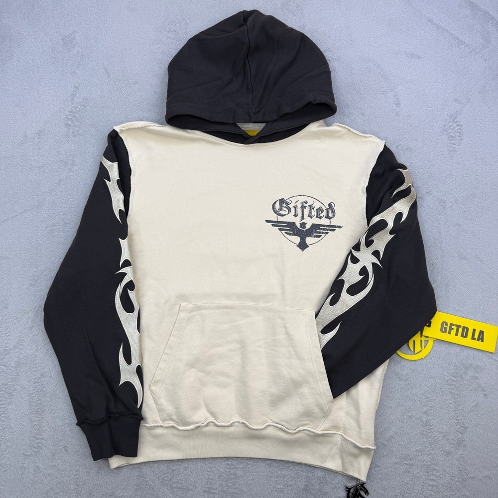 GFTD LA Tour Hoodie Mens Large Bone Color Eagle Graphic Rapture Streetwear‎